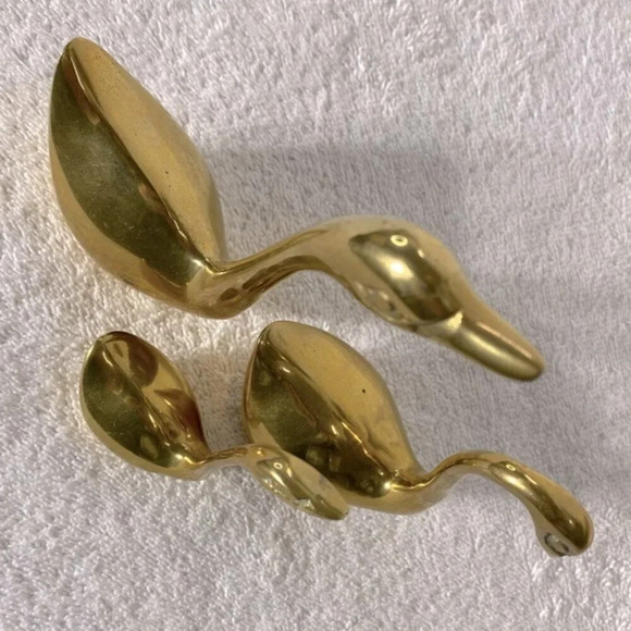 Vintage Brass  Swans x3 Decor Birds - Picture 7 of 13